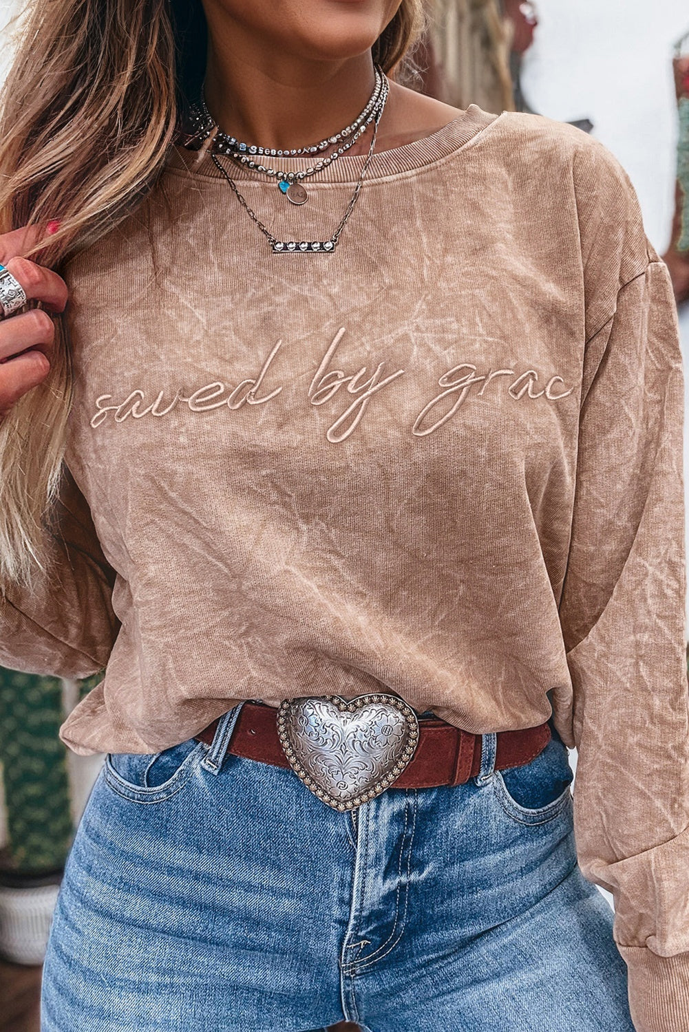 Luke & Estelle “Saved By Grace” Mineral Wash Sweatshirt