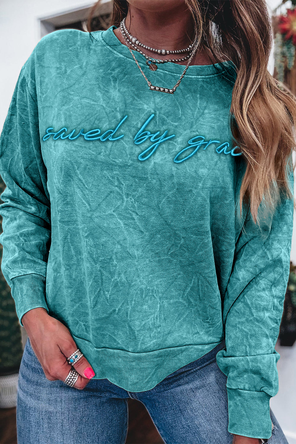 Luke & Estelle “Saved By Grace” Mineral Wash Sweatshirt