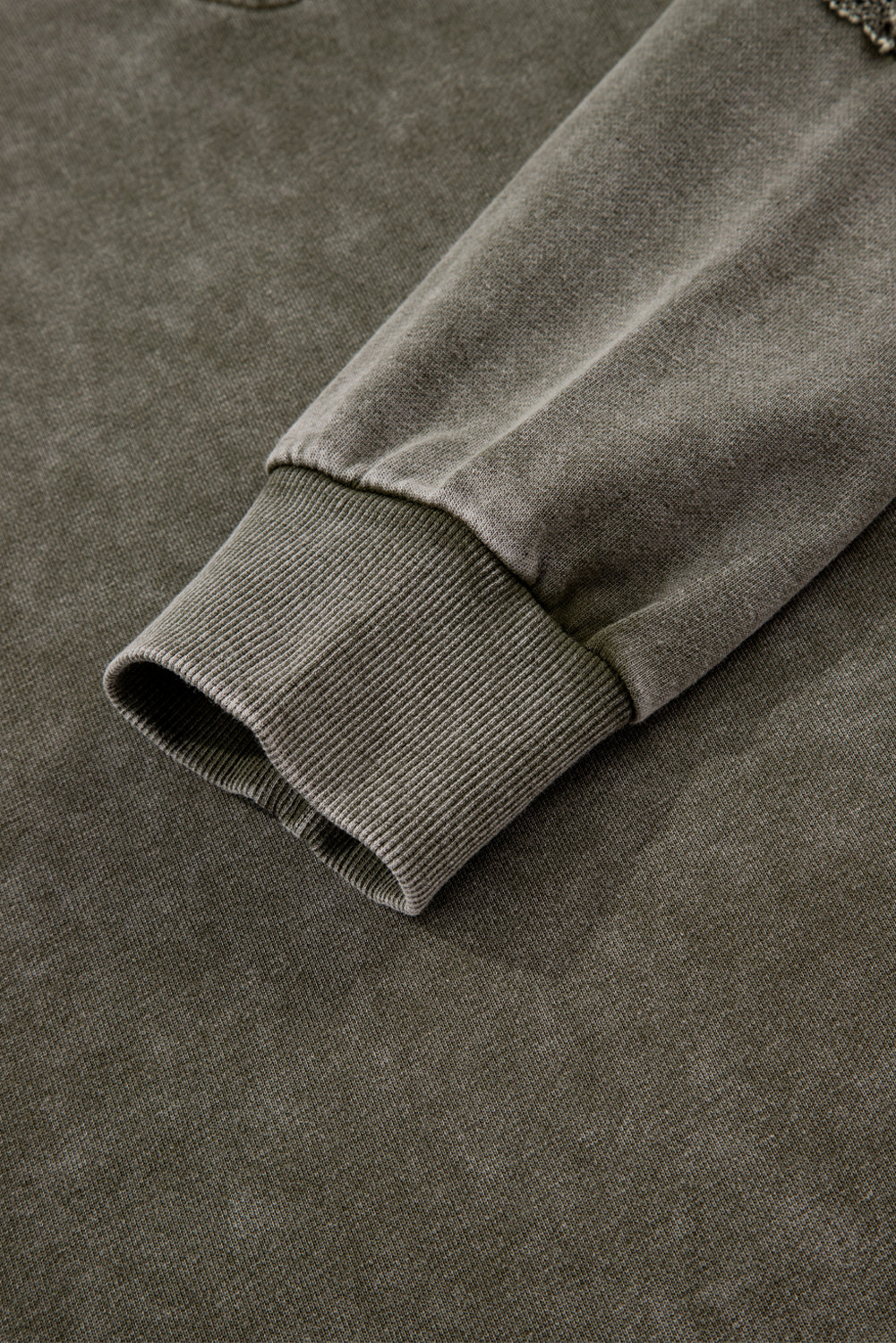 Prairie Lace Washed Sweatshirt – Soft Olive