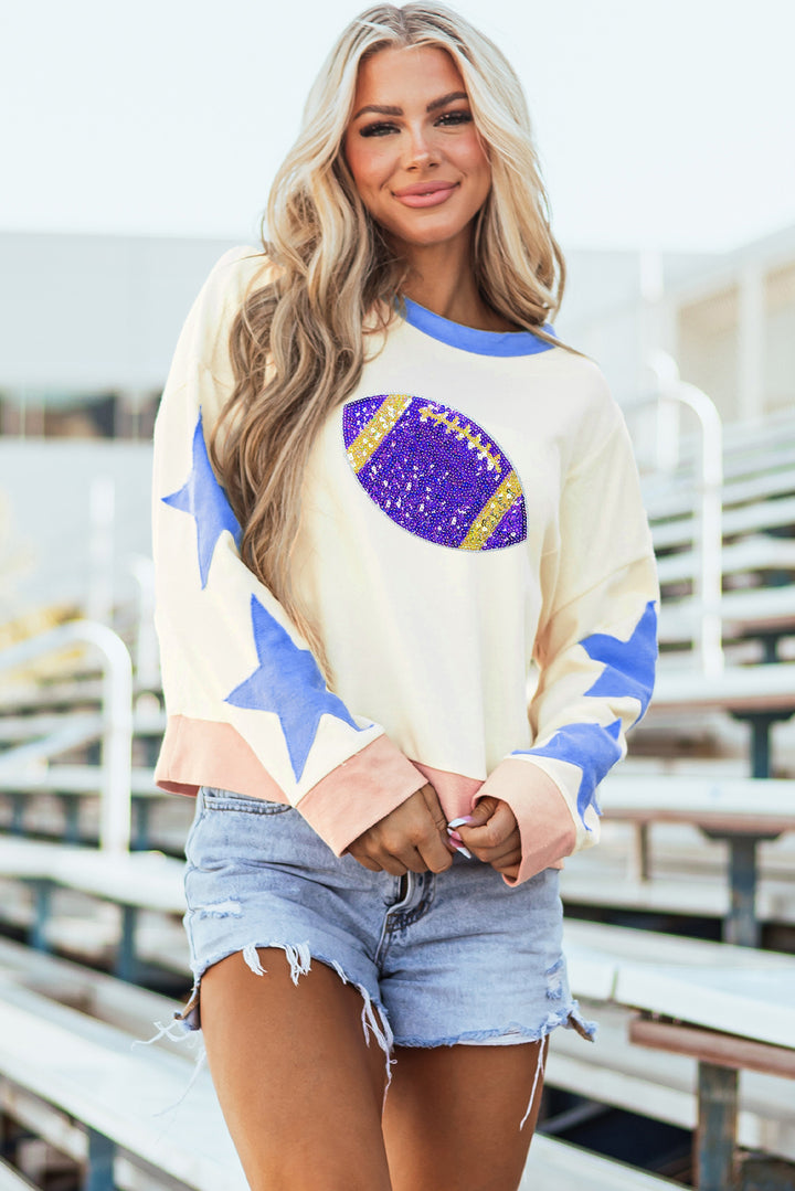 Game Day Glam Pullover – Purple & Gold Sparkle Edition