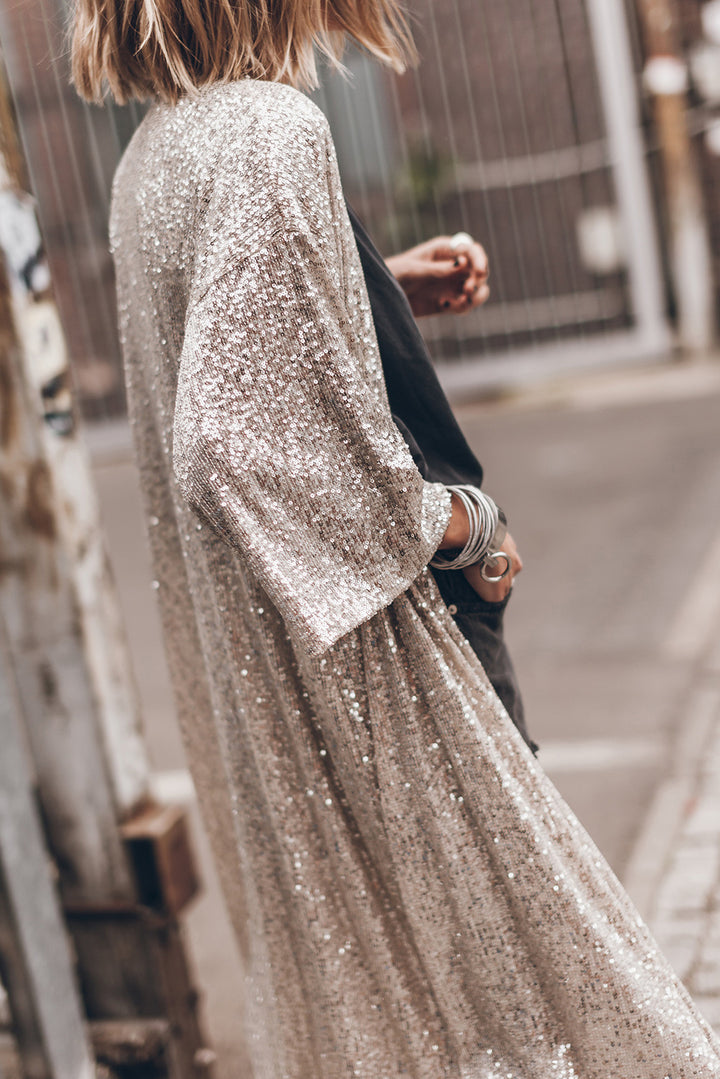 Champagne  Sequin Duster Kimono