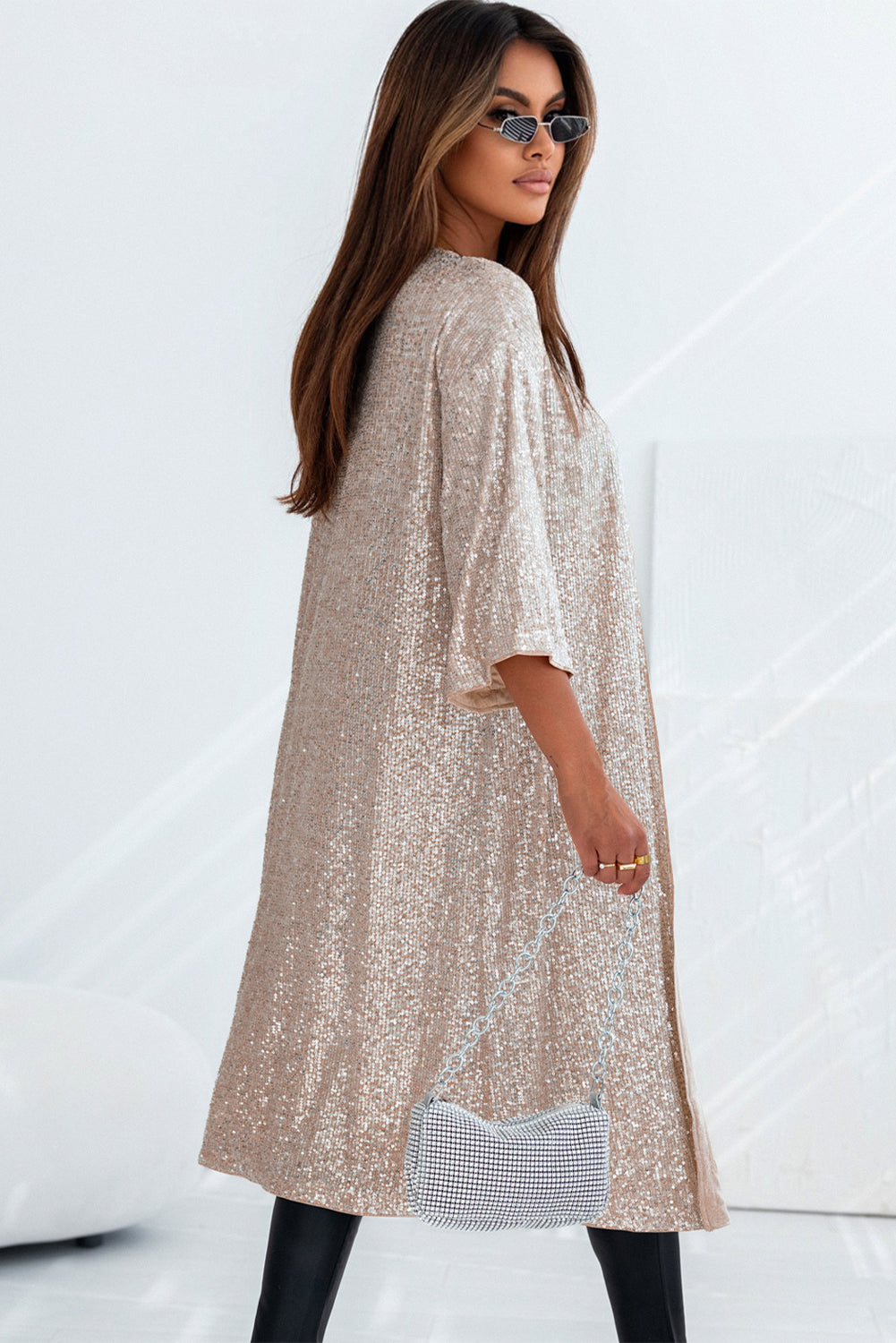 Champagne  Sequin Duster Kimono