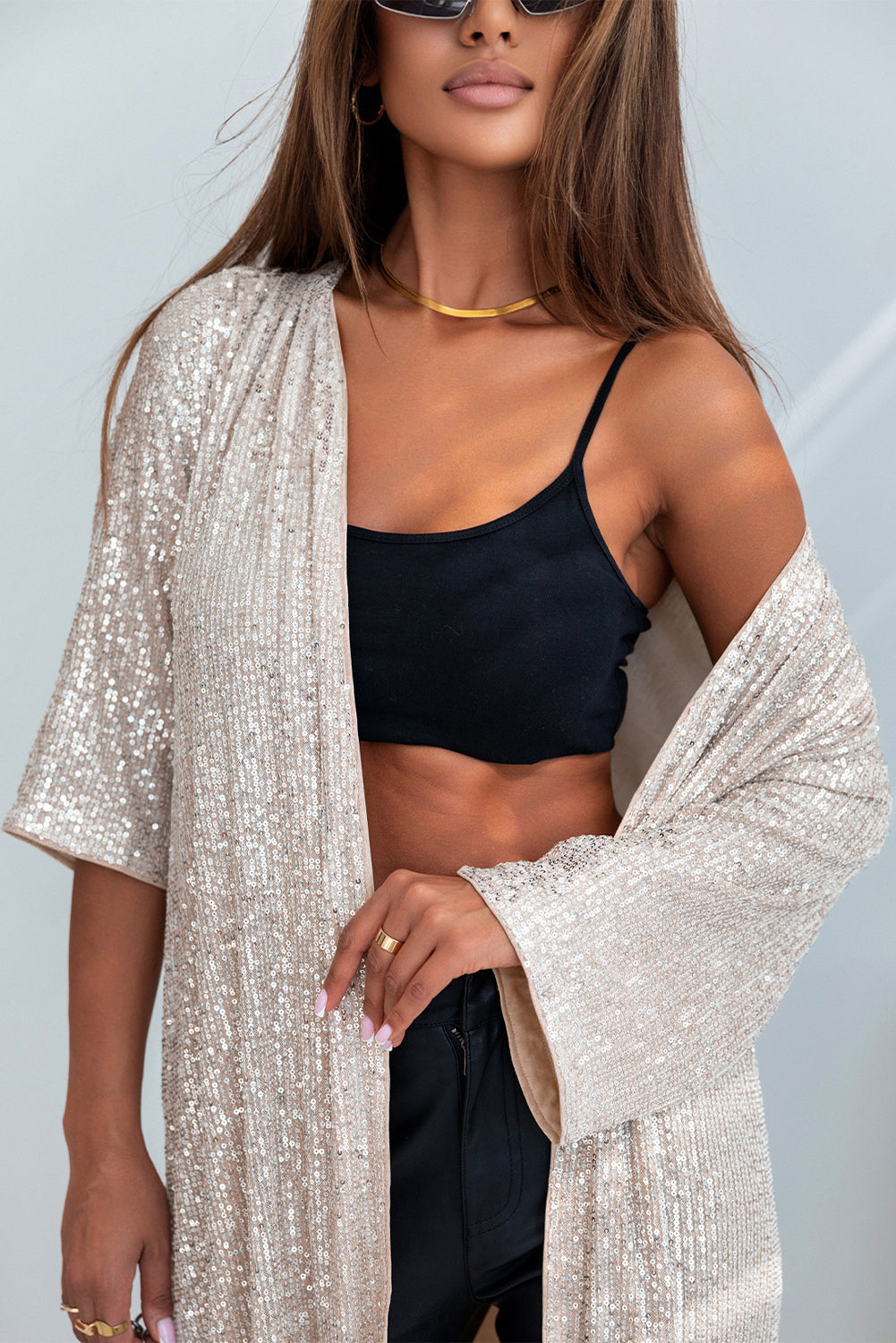 Champagne  Sequin Duster Kimono