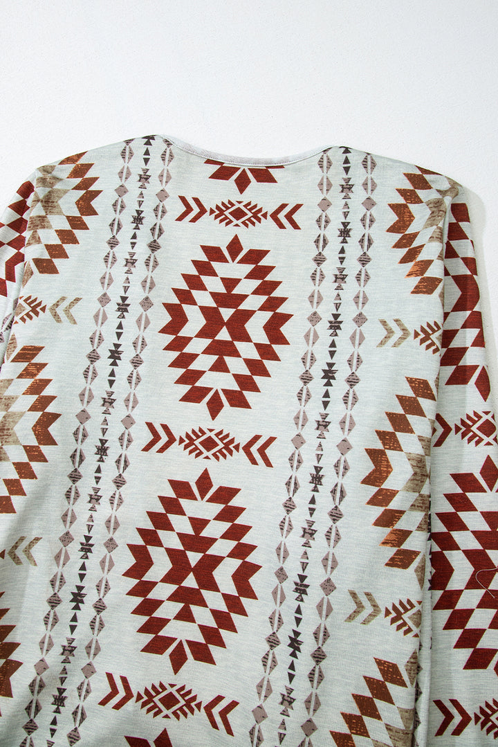 Western Winds Aztec Knit Duster-Rust & Ivory