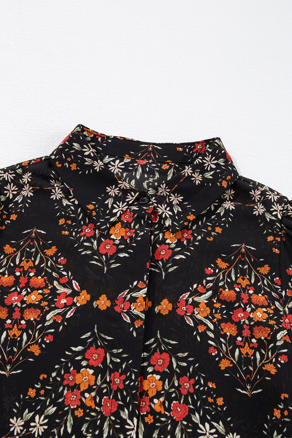 Midnight Garden Blouse – Luxe Black Floral Button Down
