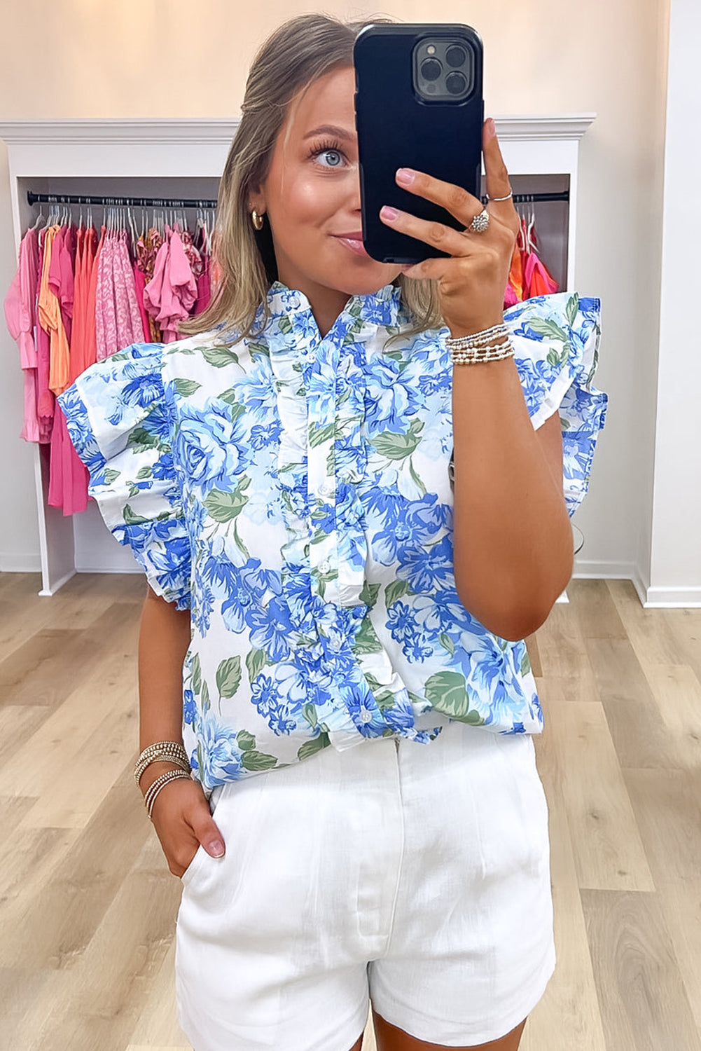 Bluebell Bloom Ruffle Flutter Blouse