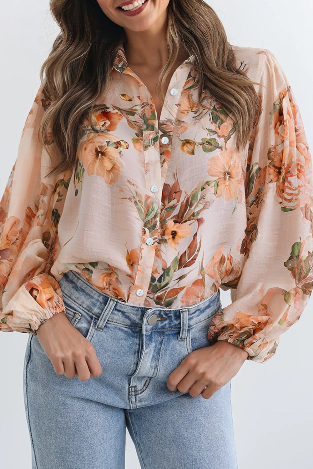 Harvest Bloom Balloon-Sleeve Blouse 🍁