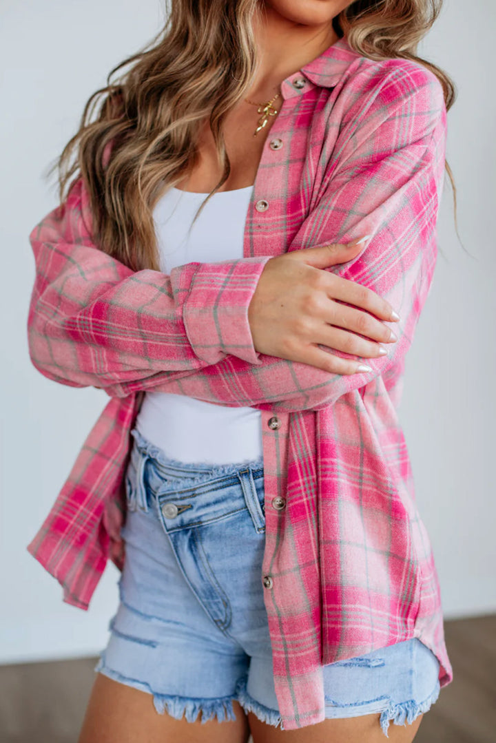 Bubblegum Breeze Oversized Plaid Flannel