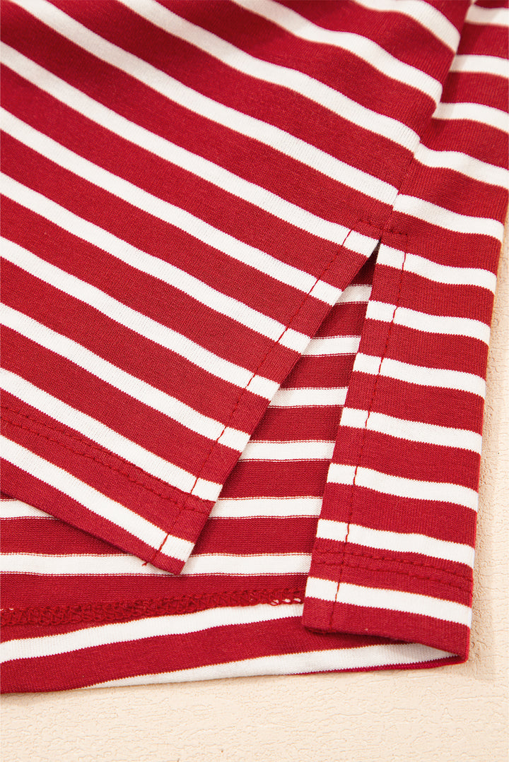 Classic Stripes & Contrast Pocket Tee – Red & White Bold