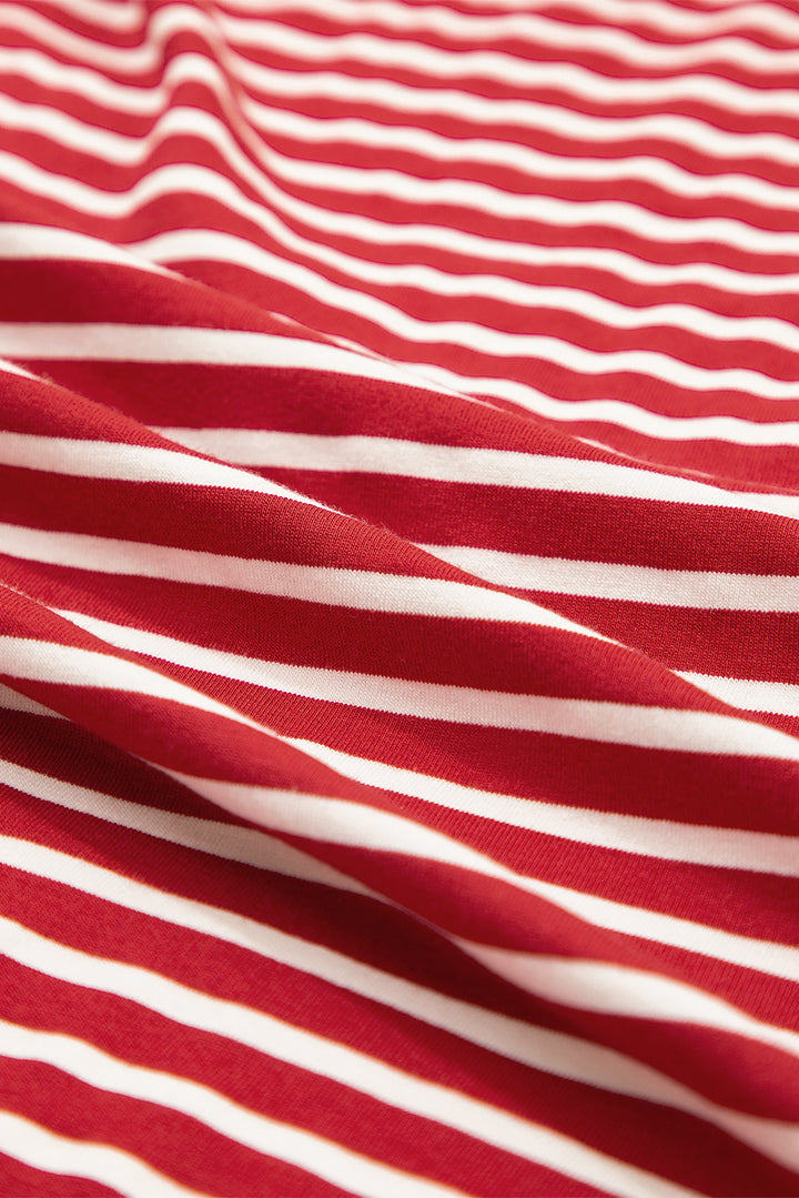 Classic Stripes & Contrast Pocket Tee – Red & White Bold