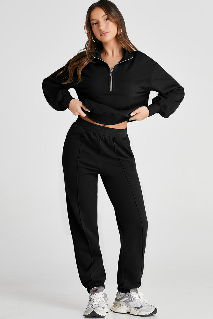 ✨ Cozy Chic Quarter-Zip Lounge Set (Black or Powder Blue) ✨