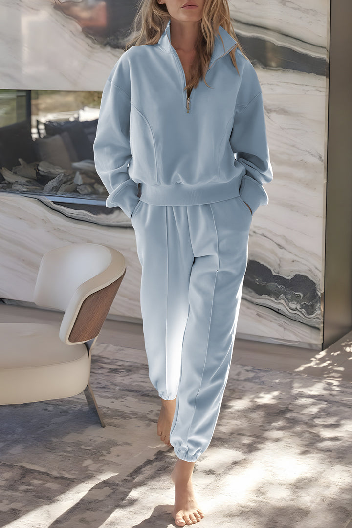 ✨ Cozy Chic Quarter-Zip Lounge Set (Black or Powder Blue) ✨