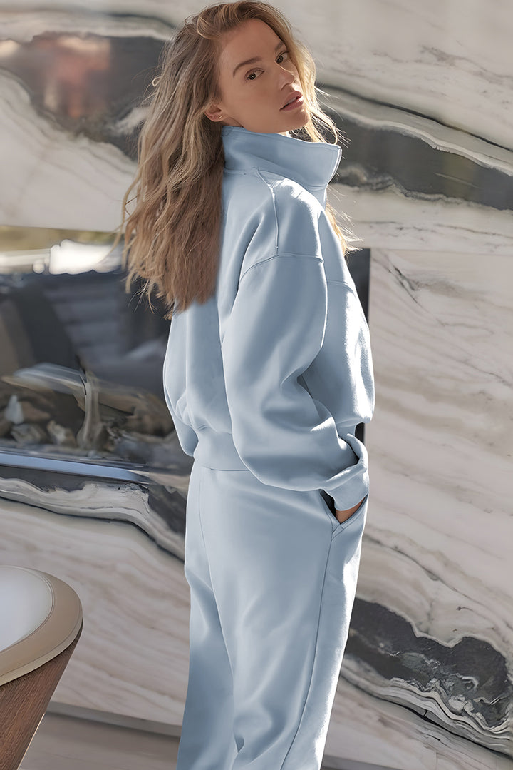 ✨ Cozy Chic Quarter-Zip Lounge Set (Black or Powder Blue) ✨