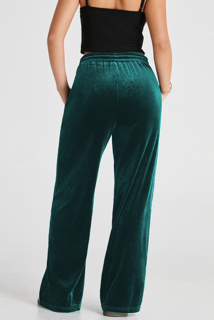 ✨ Luxe Lounge Velvet Wide Leg Pants – Available in Black, Emerald & Wine ✨