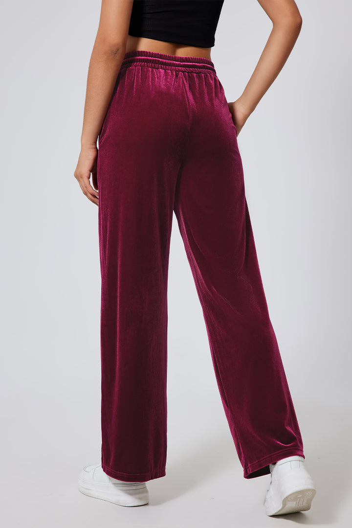 ✨ Luxe Lounge Velvet Wide Leg Pants – Available in Black, Emerald & Wine ✨