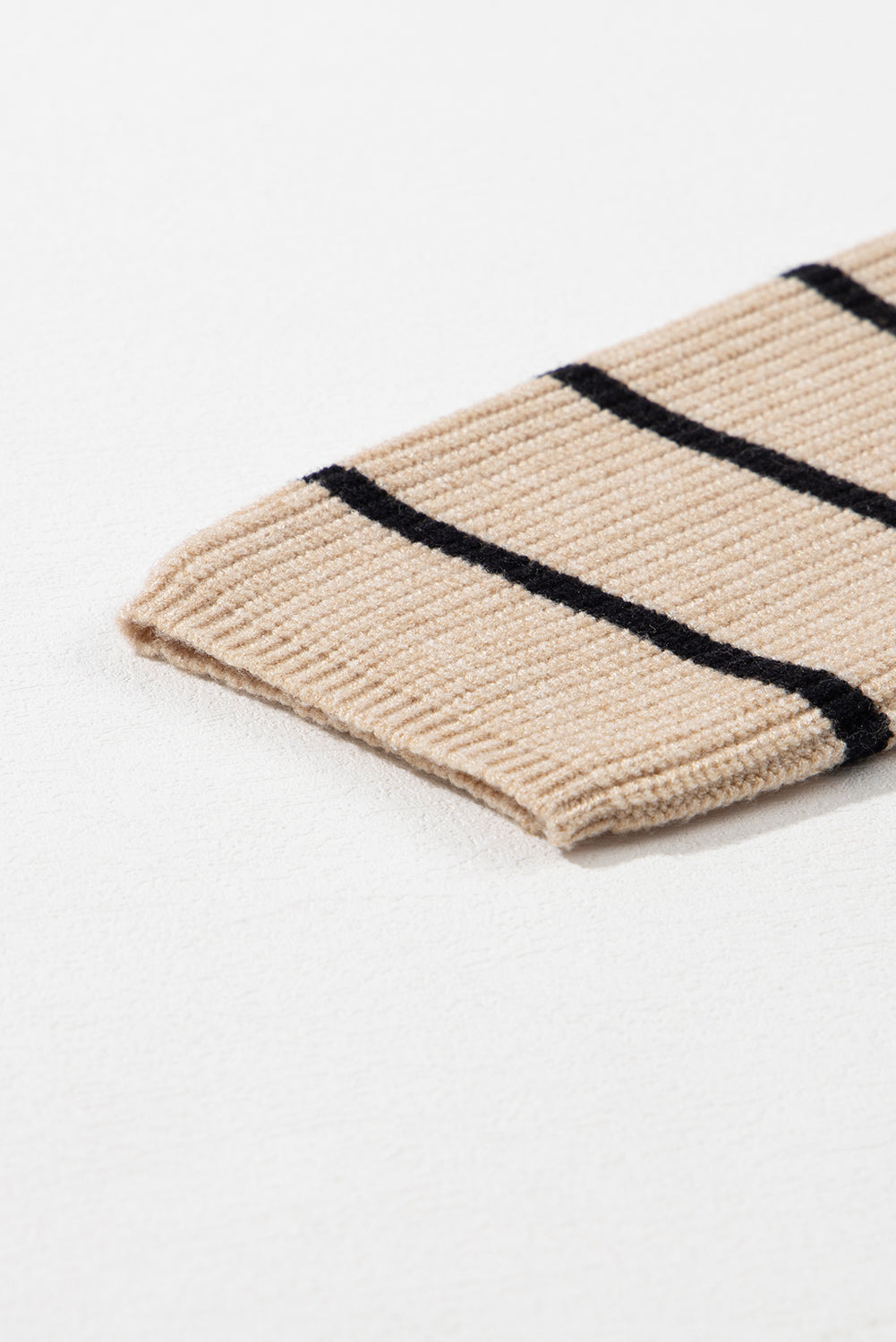 Harbor Stripe Cozy Open-Front Cardigan (Sand & Ink)