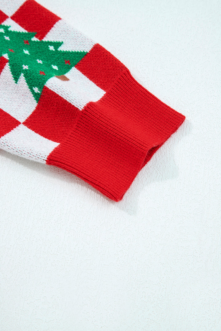 🎄🎅🏻Luke & Estelle “Candy Cane Dreams Checkered Christmas Cardigan” – Pink & White (OR) Red & White