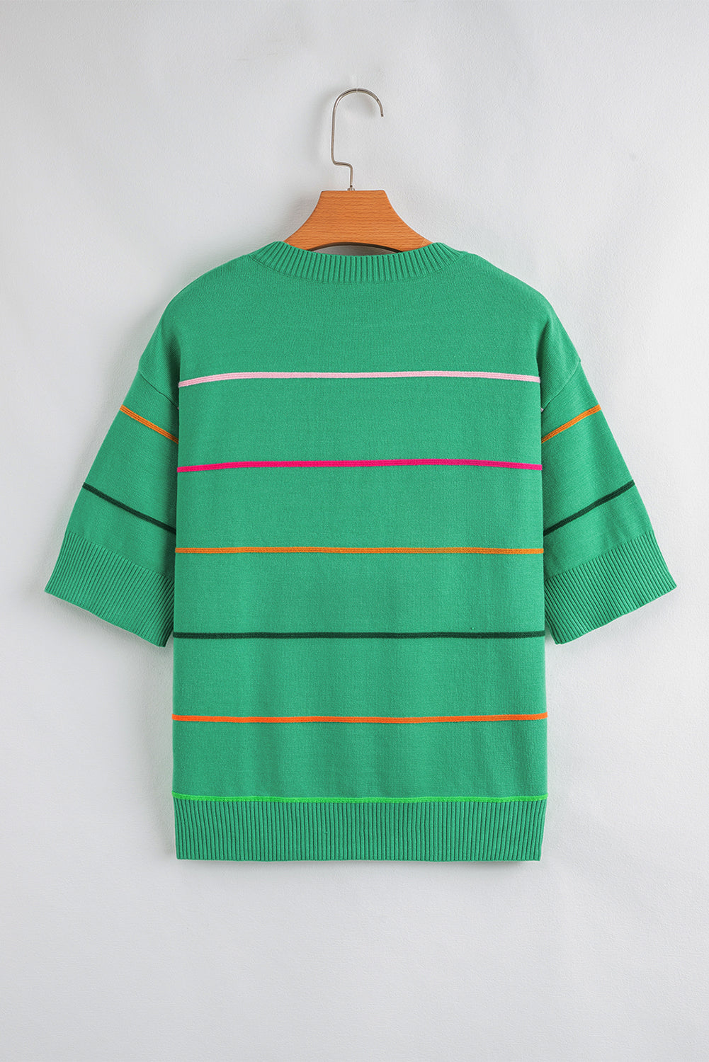 Good Vibes Stripe Knit Sweater Tee — Kelly Green