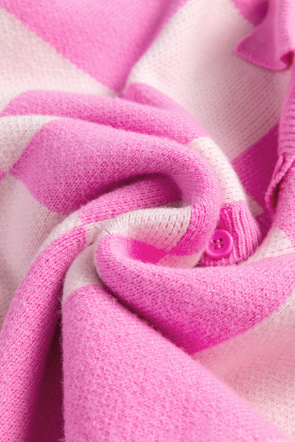 Checkmate Chic Pink Checkered Collared Sweater