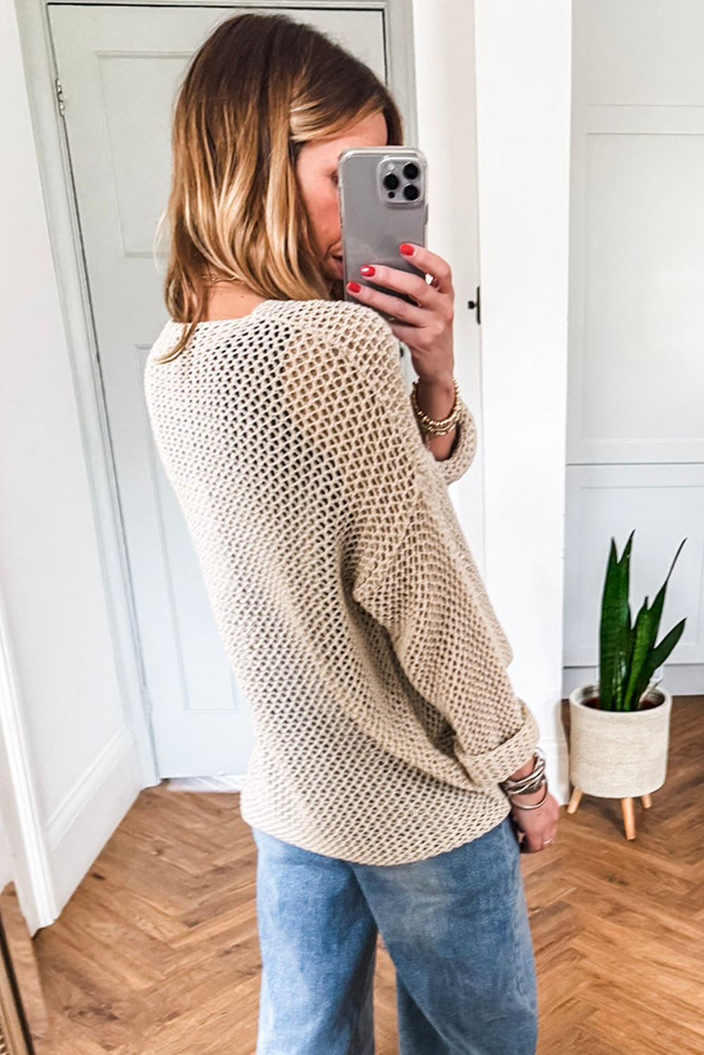 Toasted Pearl Mesh Sweater