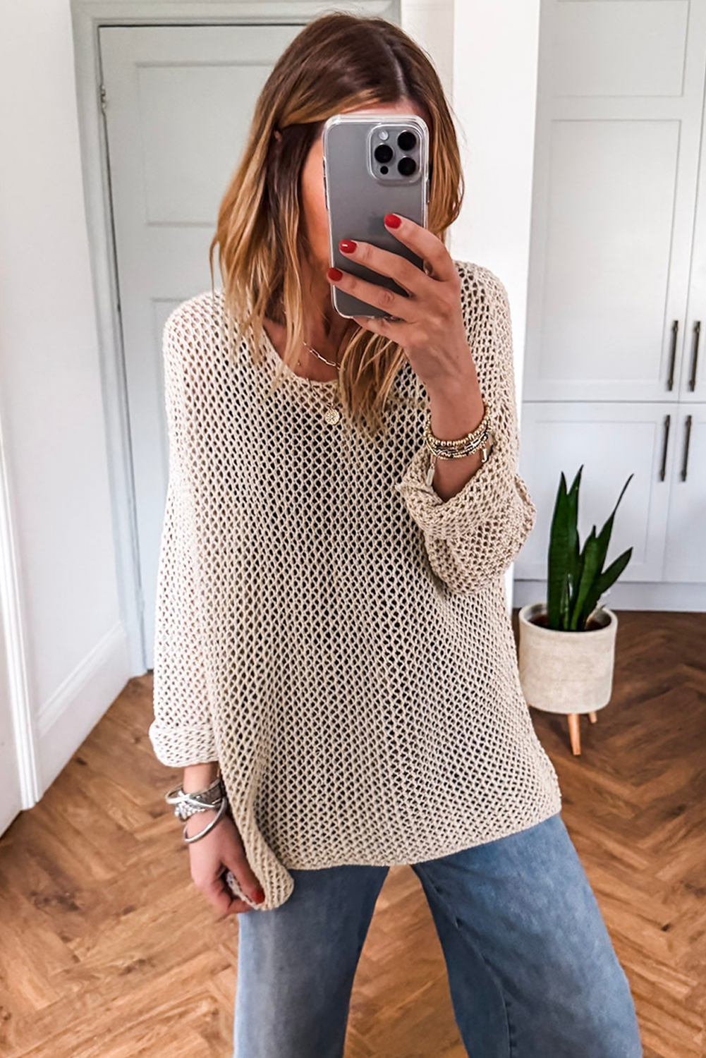 Toasted Pearl Mesh Sweater