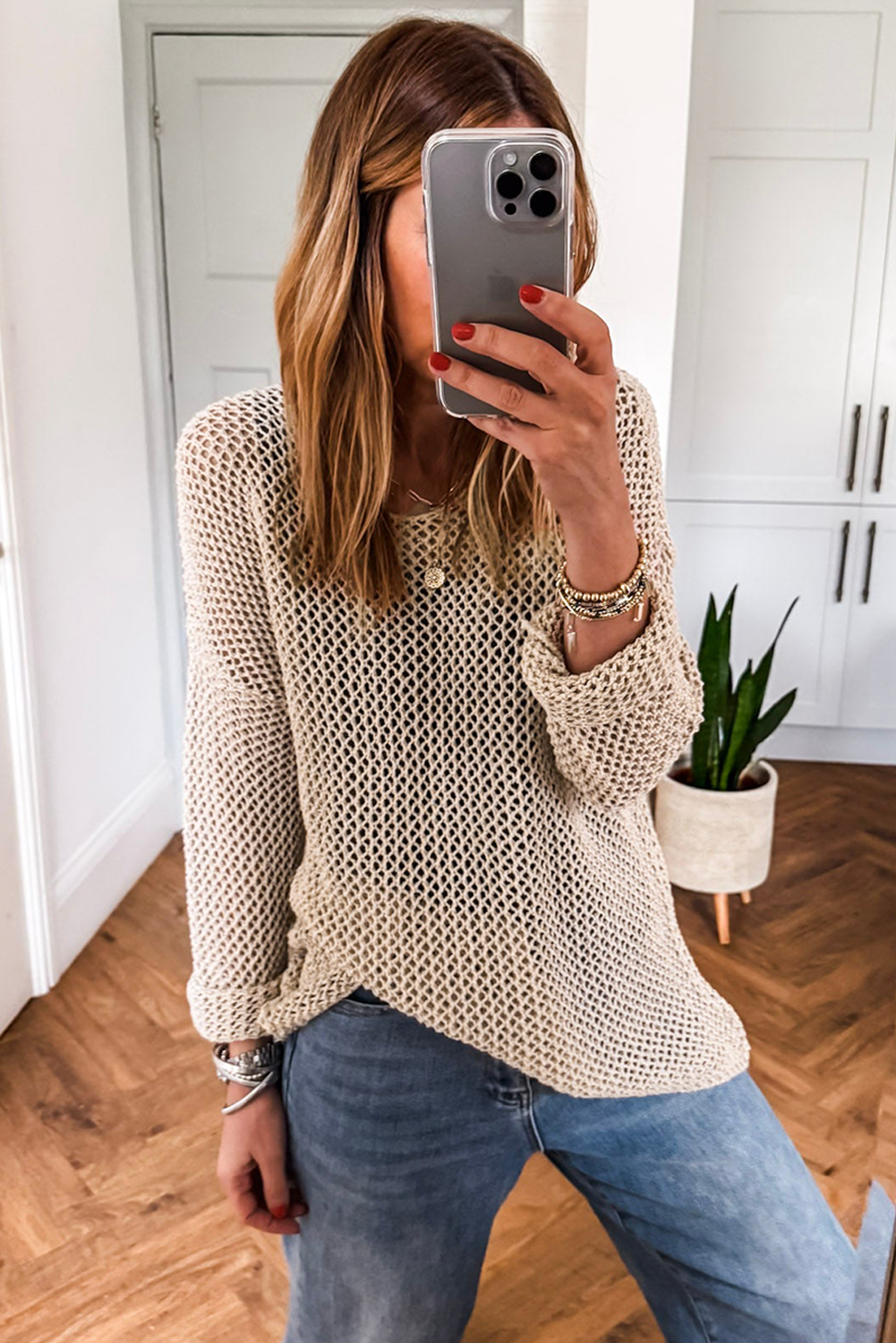 Toasted Pearl Mesh Sweater