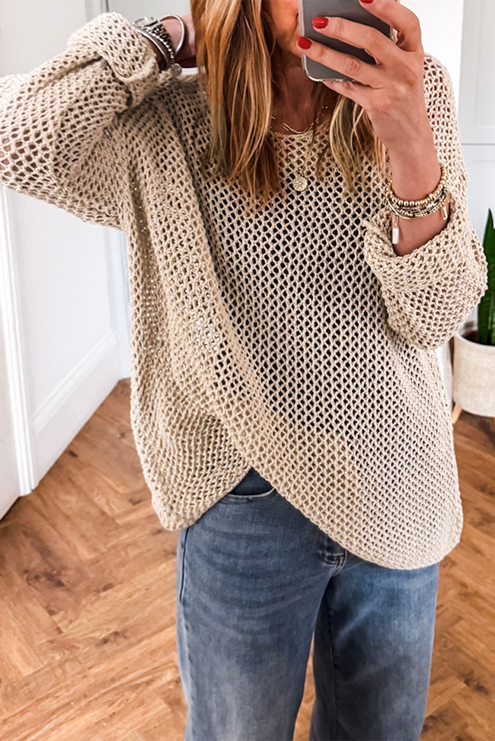 Toasted Pearl Mesh Sweater