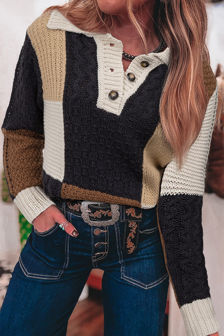 Harvest Stitch Henley Sweater