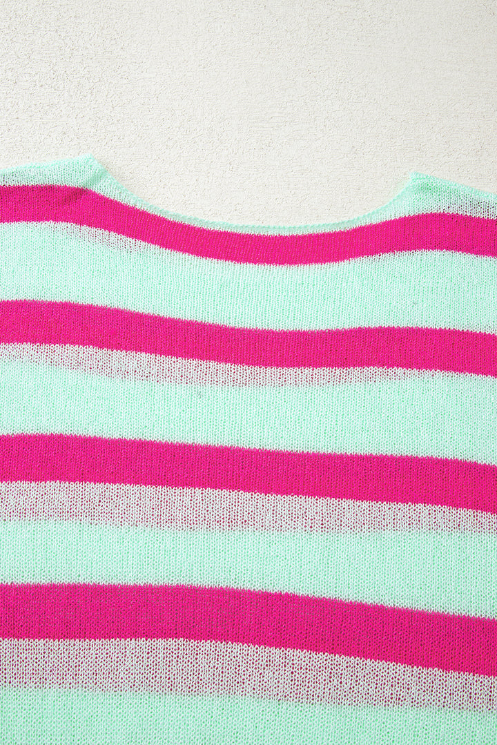Candy Pop Stripes Sweater (Hot Pink + Mint) 💗🍃