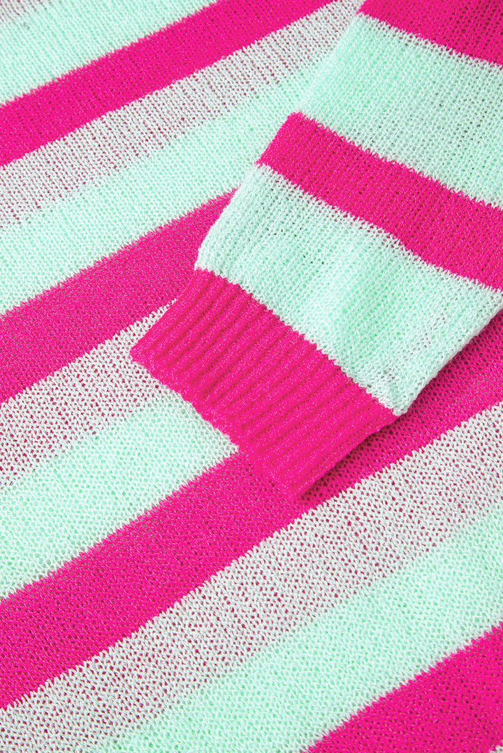 Candy Pop Stripes Sweater (Hot Pink + Mint) 💗🍃