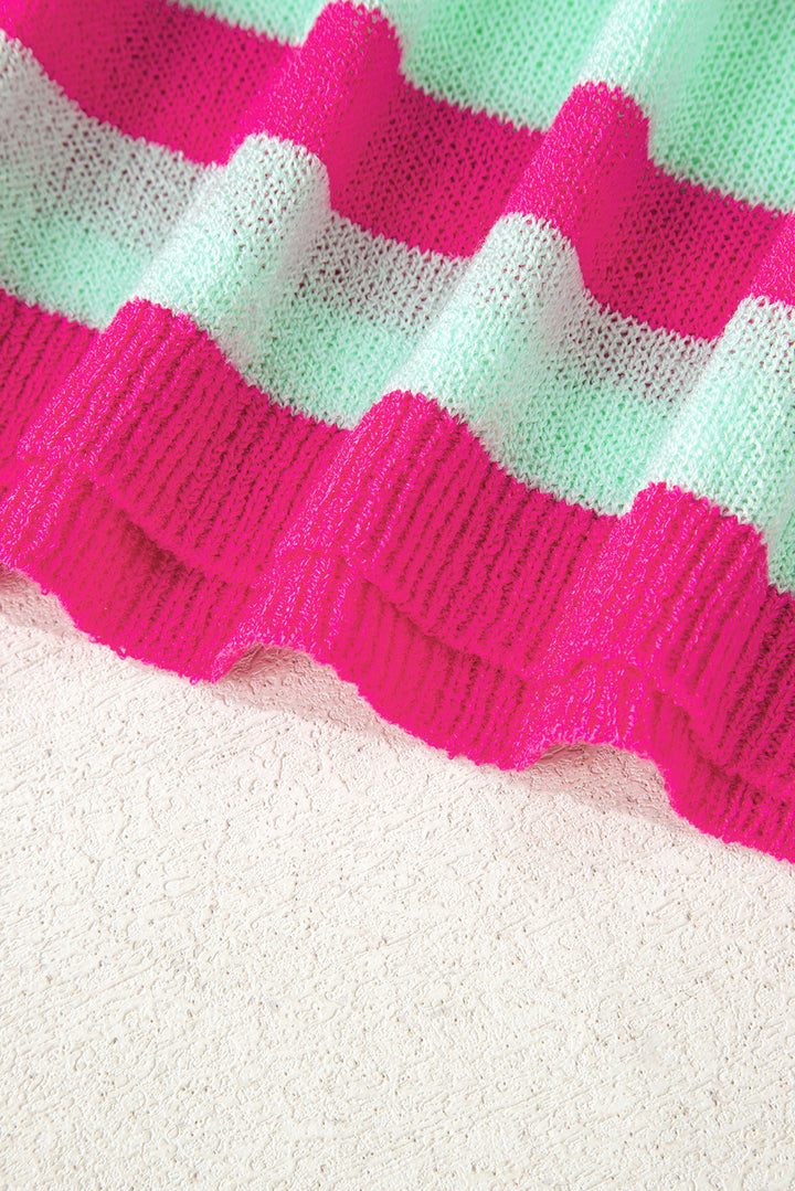 Candy Pop Stripes Sweater (Hot Pink + Mint) 💗🍃