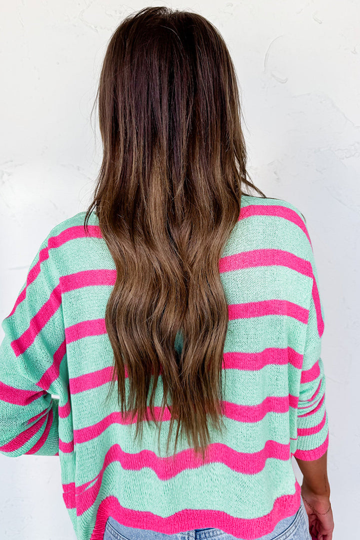 Candy Pop Stripes Sweater (Hot Pink + Mint) 💗🍃