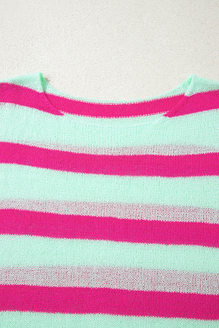 Candy Pop Stripes Sweater (Hot Pink + Mint) 💗🍃