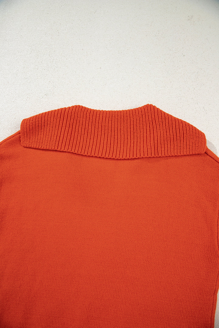 Pumpkin Glow V-Neck Collar Sweater