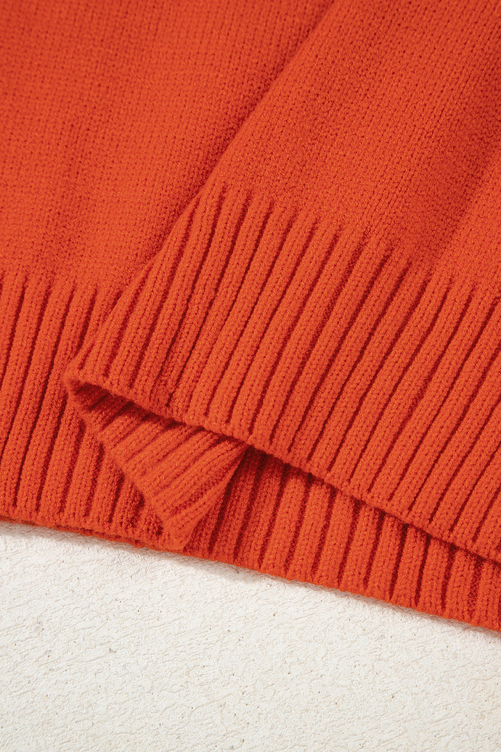 Pumpkin Glow V-Neck Collar Sweater