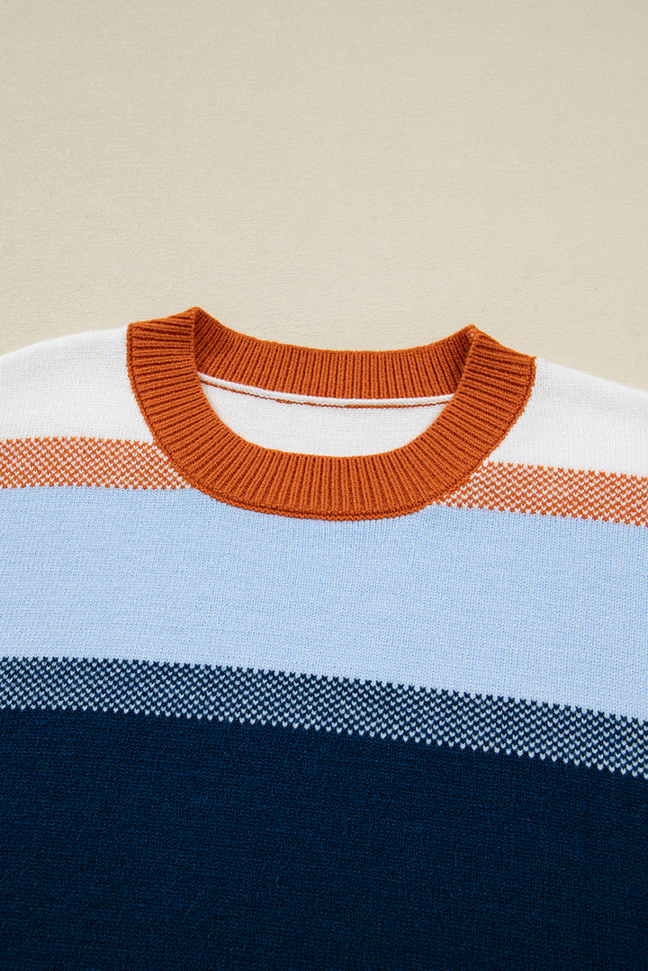 💙🧡 Luke & Estelle “Autumn Skies Striped Sweater” – Cozy, Chic, & Ready to Sell Out! 🍂