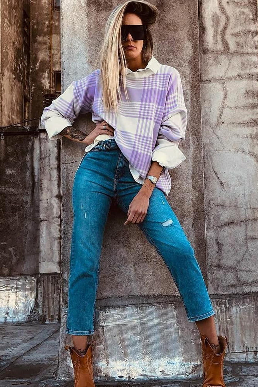 Lavender Daydream Plaid Pullover