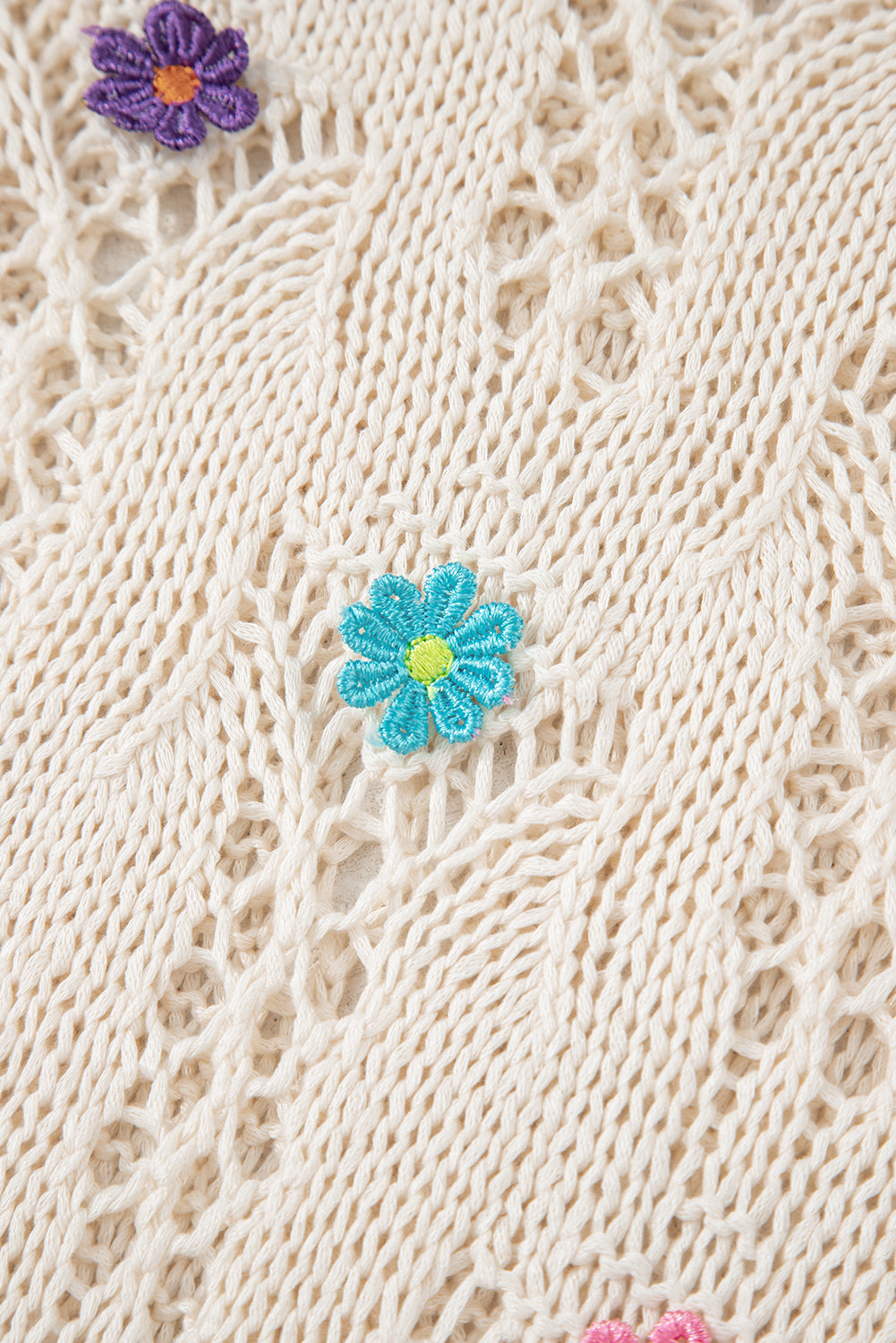 Sunset Bloom Confetti Daisy Crochet Sweater Top