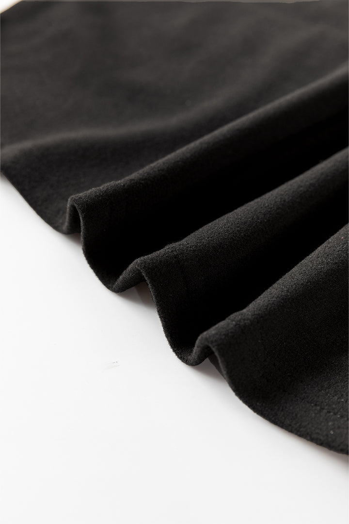 Midnight Sparkle Sequin-Sleeve Sweatshirt Dress (Black)