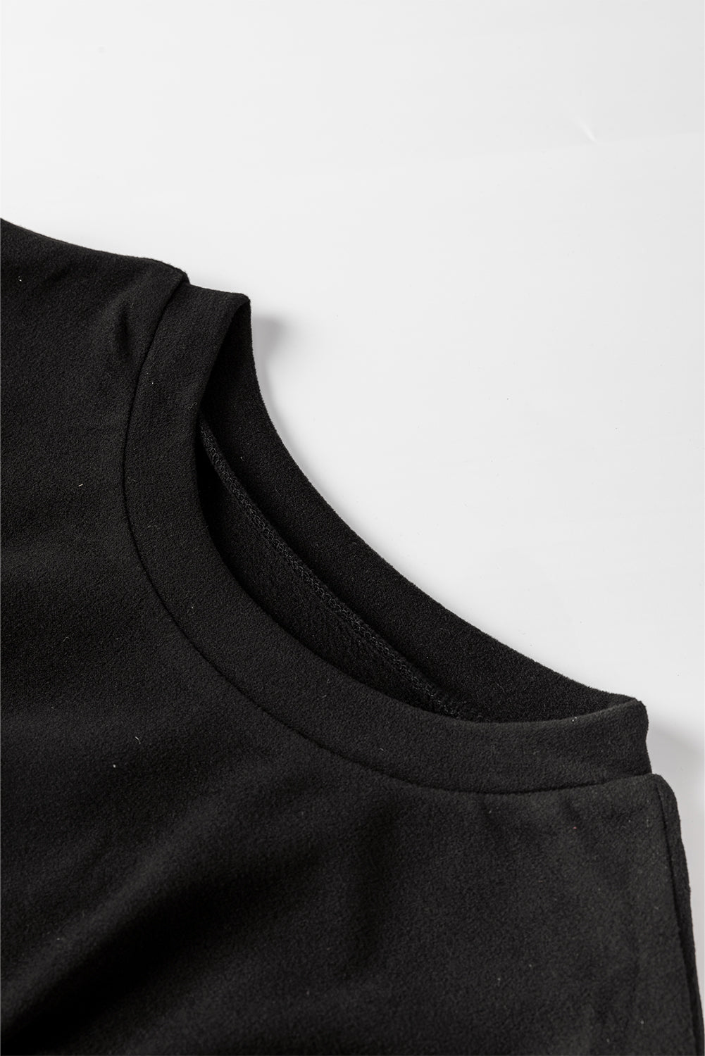 Midnight Sparkle Sequin-Sleeve Sweatshirt Dress (Black)