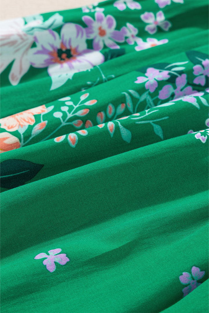 Bloom Boldly Smocked Midi Dress — Emerald Floral