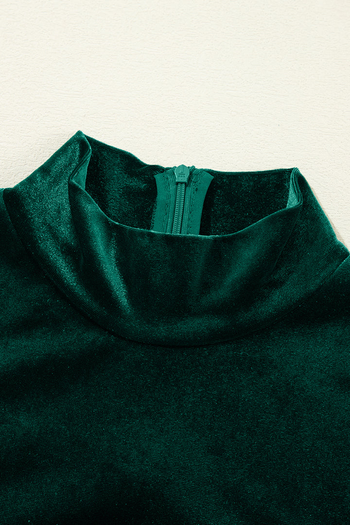 Emerald Velvet Tiered Ruffle Mini Dress – “Holiday Soirée”