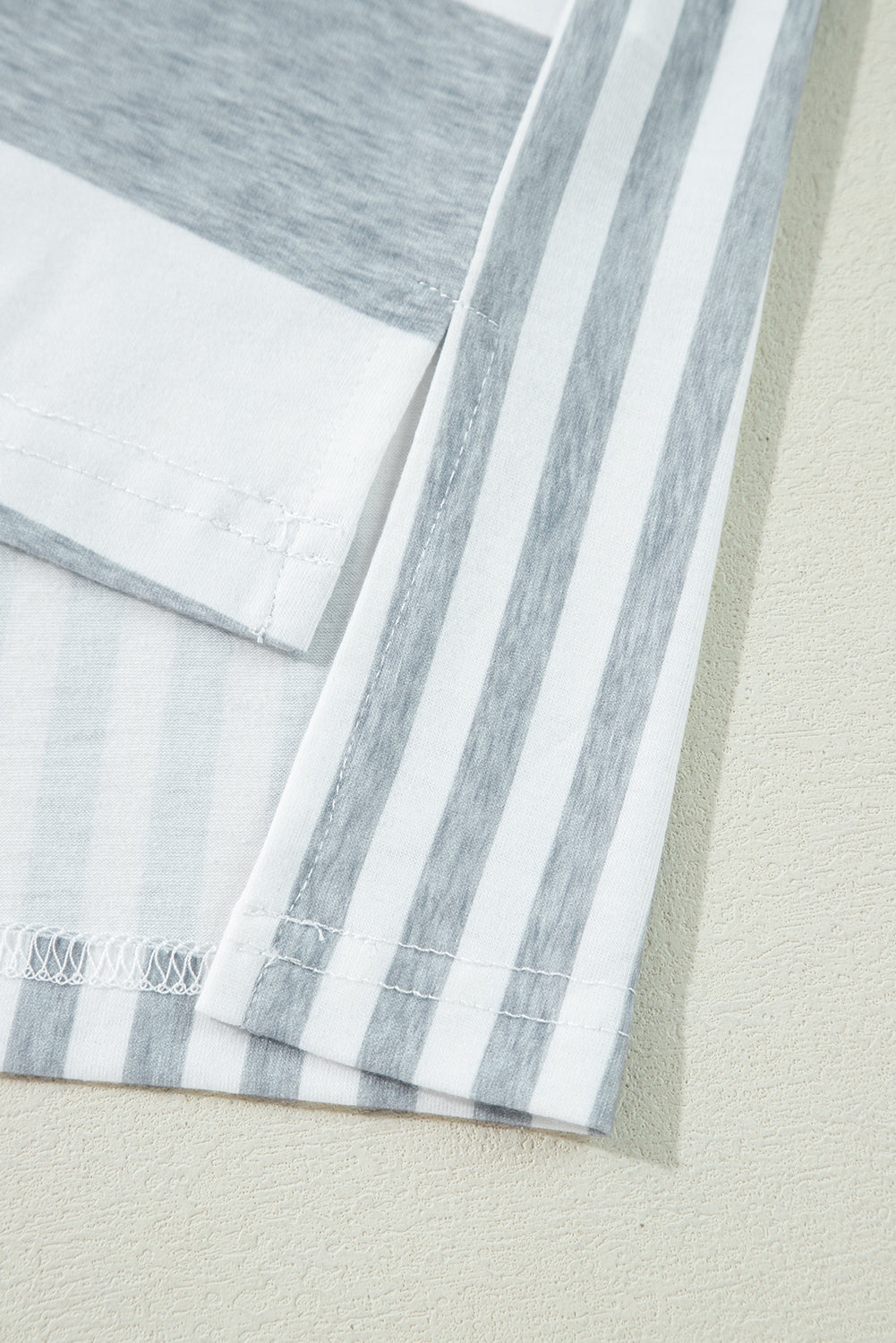 Patch It Up Stripe & Pinstripe T-Shirt Dress – Gray & White Mix