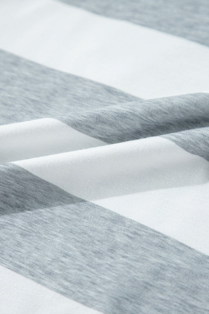 Patch It Up Stripe & Pinstripe T-Shirt Dress – Gray & White Mix