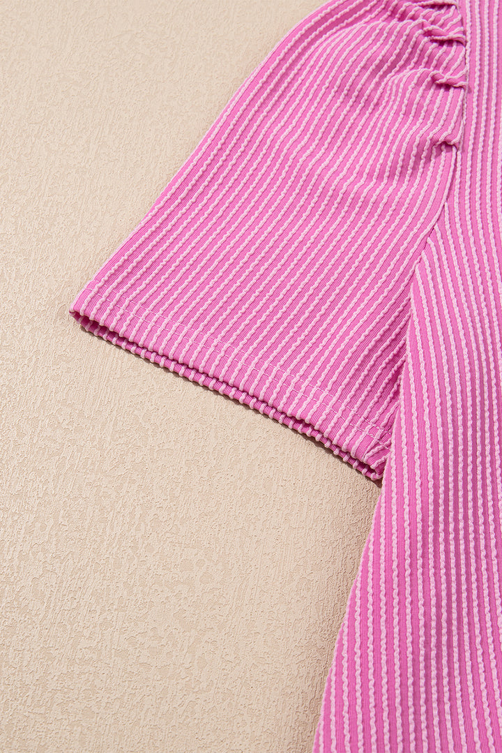 Peony Pink Textured Puff Sleeve Dress