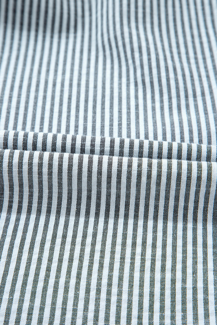 Black Stripe Floral Patchwork V Neck Shift Long Sleeve Mini Dress