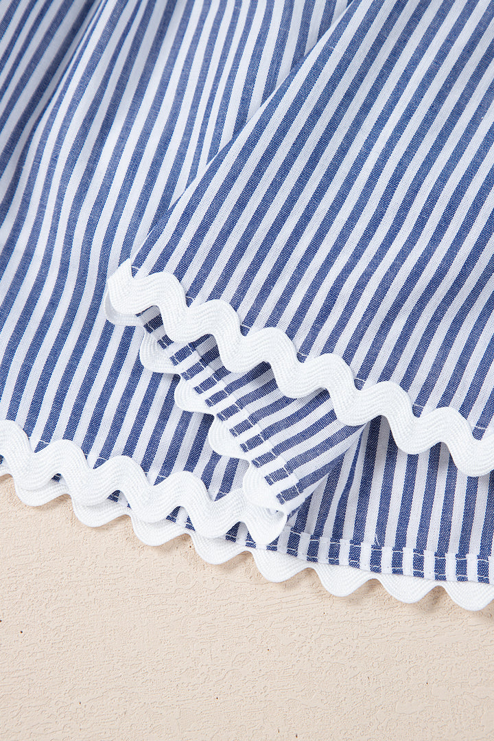 Seaside Stripe Ric-Rac Tiered Dress (with Pockets)