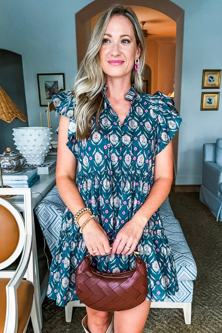 Peacock Meadow Tiered Mini Dress