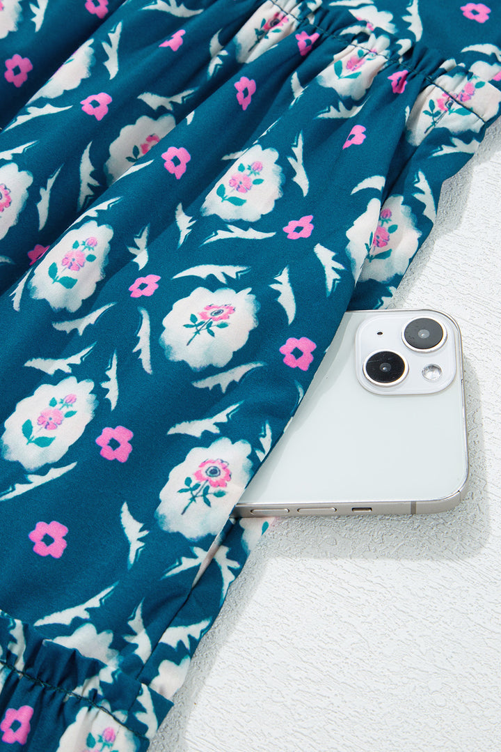 Peacock Meadow Tiered Mini Dress