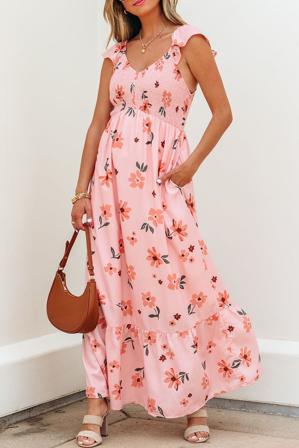 Sunset Petals Flutter Maxi Dress 🌺